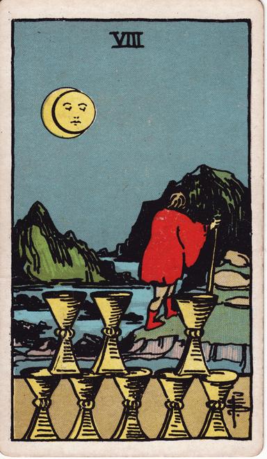 שמונה של גביעים tarot card