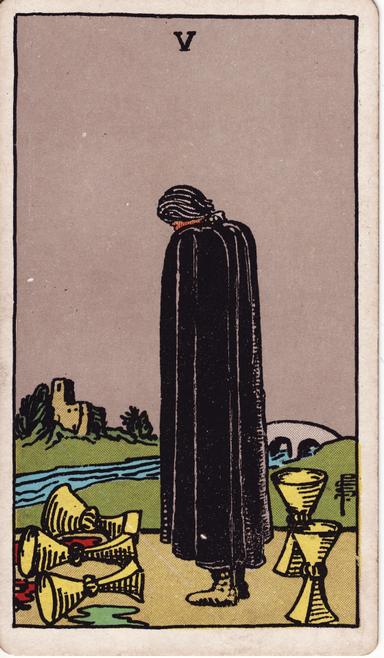 חמישה של גביעים tarot card