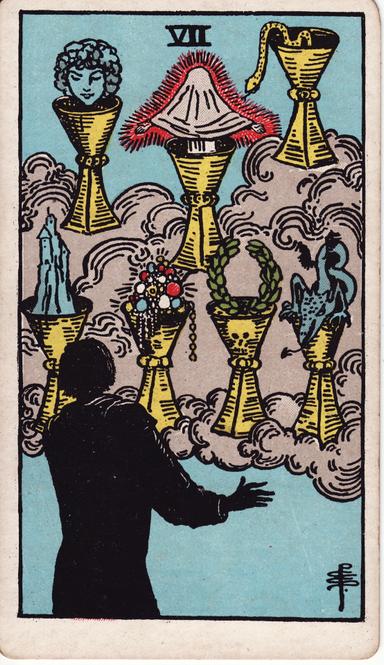 שבעה של גביעים tarot card