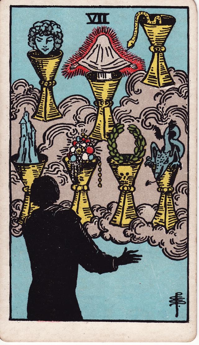 שבעה בגביעים tarot card