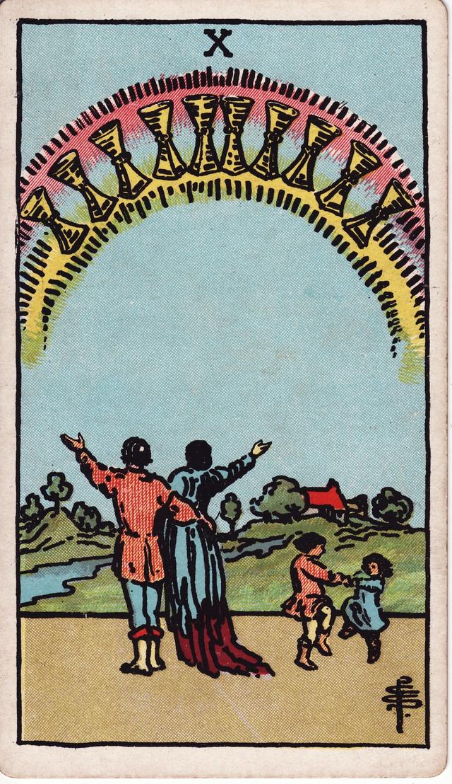 עשרה בגביעים tarot card