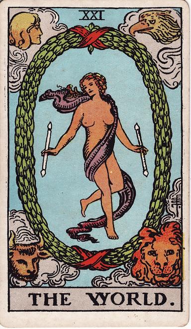 העולם tarot card