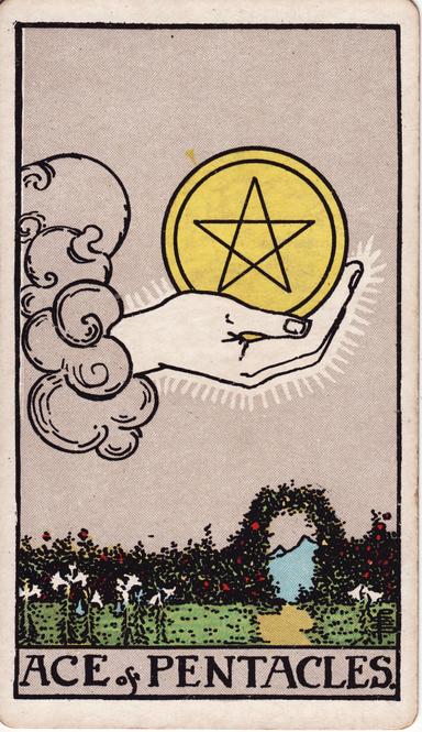 אס המטבעות tarot card