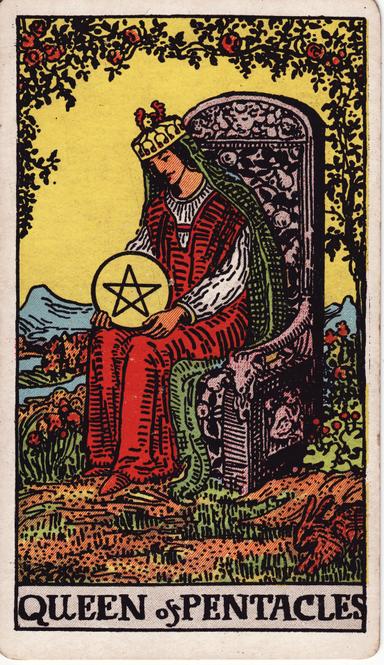 מלכת המטבעות tarot card
