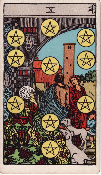 עשרה של מטבעות tarot card