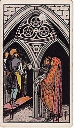 שלושה של מטבעות tarot card