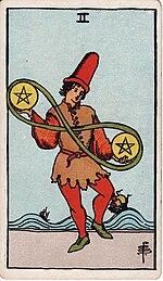 שניים של מטבעות tarot card