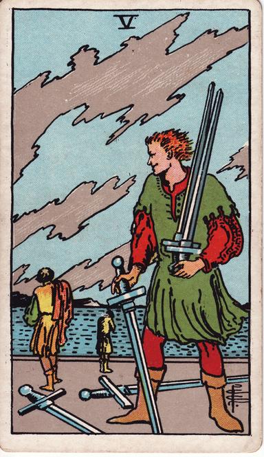 חמישה של חרבות tarot card