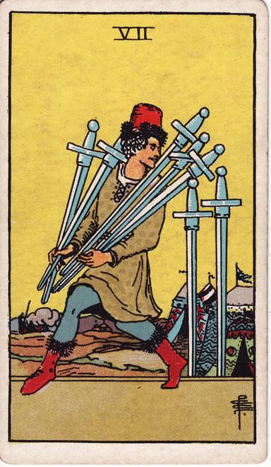 שבעה של חרבות tarot card