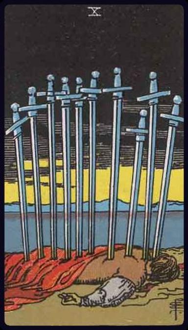 עשרה של חרבות tarot card