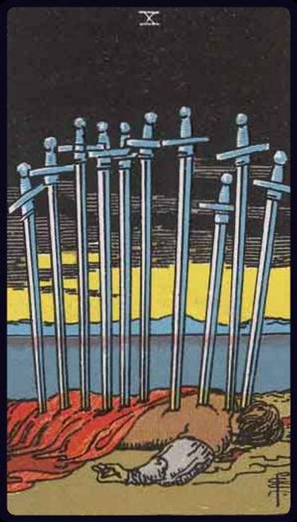 עשר בחרבות tarot card