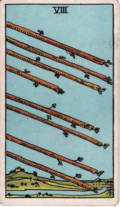 שמונה של מטות tarot card