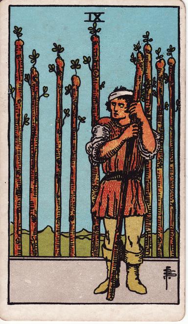 תשעה של מטות tarot card