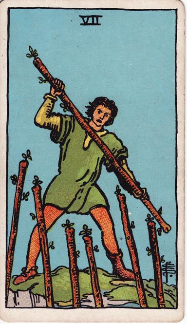 שבעה של מטות tarot card