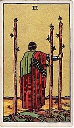שלושה של מטות tarot card